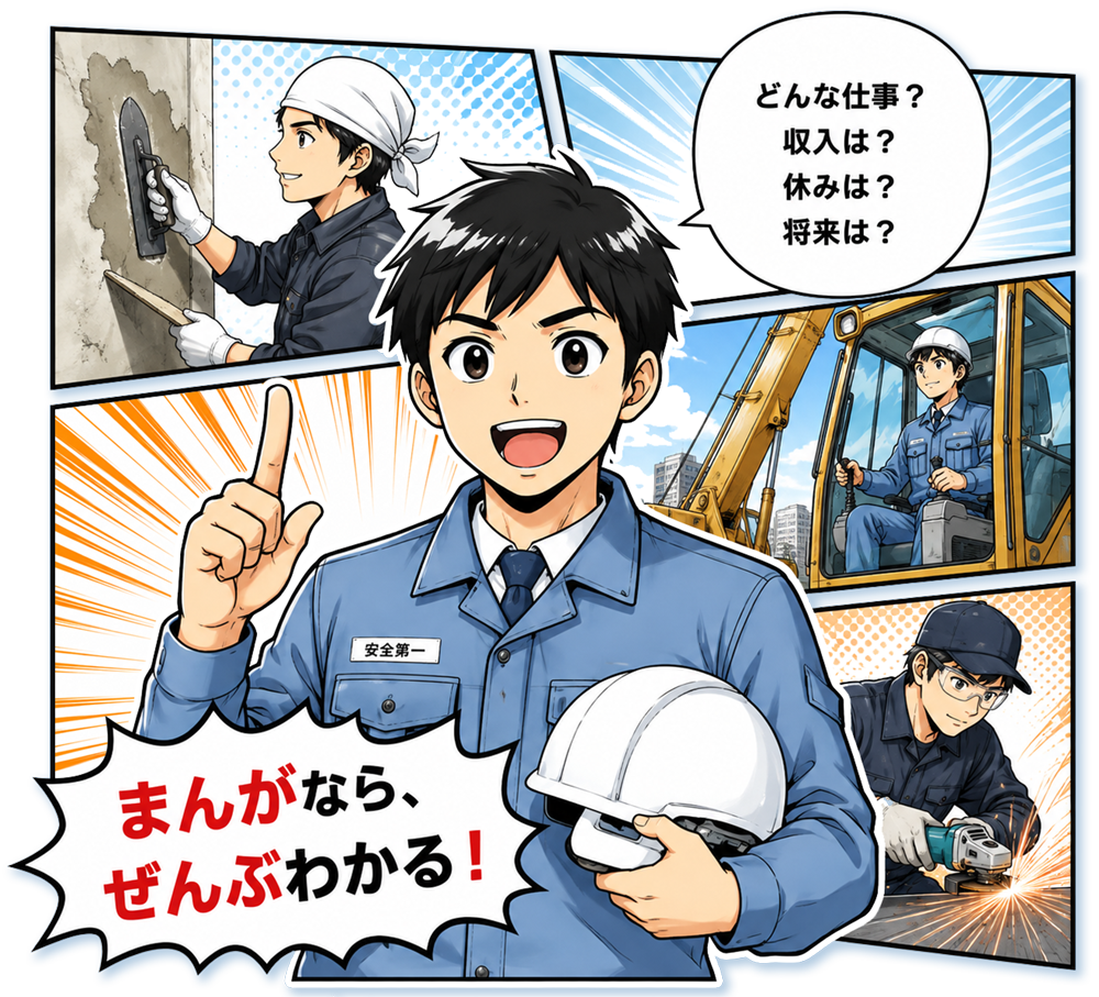 仕事について紹介するまんが風イラスト